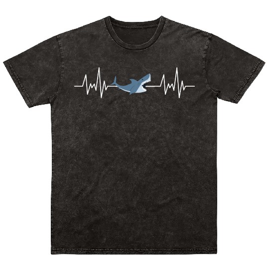 Ocean Animal Predator Gift Heartbeat Shark Mineral Wash T Shirts