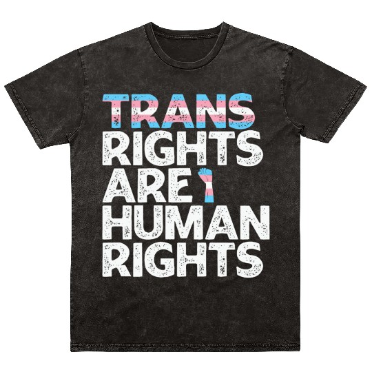 LBGT Flag Gay Pride Trans rights are human rights Mineral Wash T Shirts
