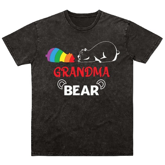 LBGT Flag Gay Pride Human Grandma Bear Mineral Wash T Shirts