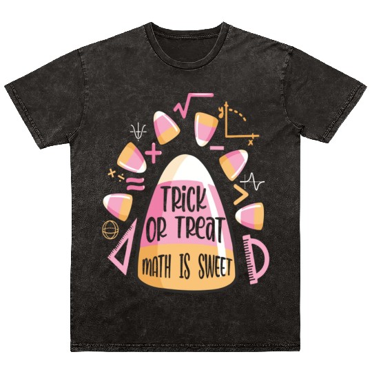 Trick Or Treat Halloween Math Is Sweet Candy Corn Mineral Wash T Shirts