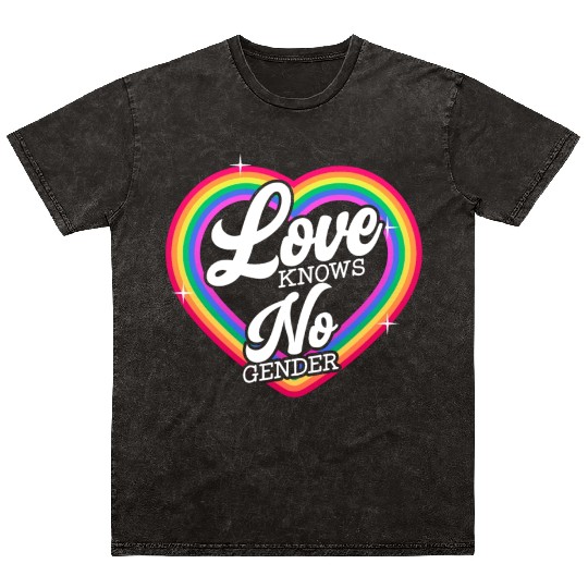 Love Knows No Gender Rainbow Pride Month Mineral Wash T Shirts