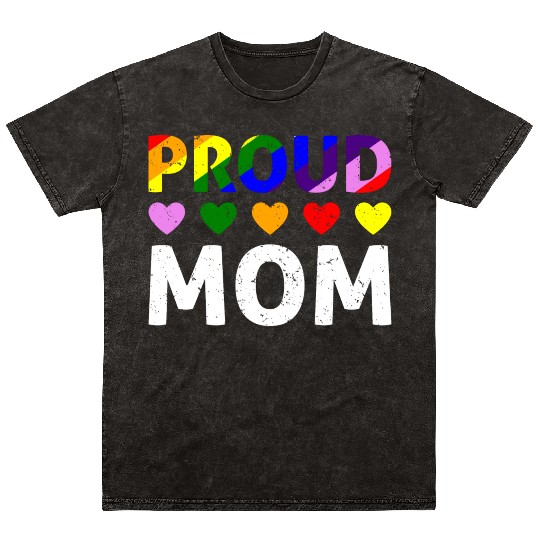 Proud Mom Gay Lesbian LGBTQ Pride Rainbow Mothers Mineral Wash T Shirts