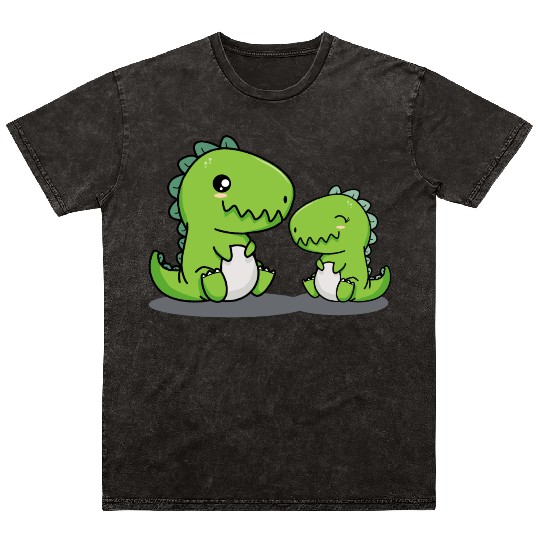 Big Brother Dino Siblings Baby Dinosaur Little Boy Mineral Wash T Shirts