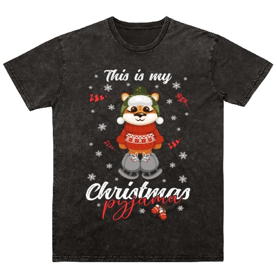Winter Christmas Pyjama Tiger Mineral Wash T Shirts
