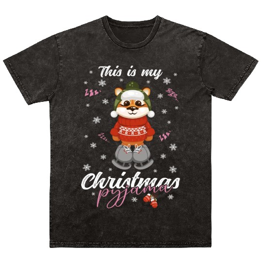 Winter Christmas Pyjama Tiger Mineral Wash T Shirts