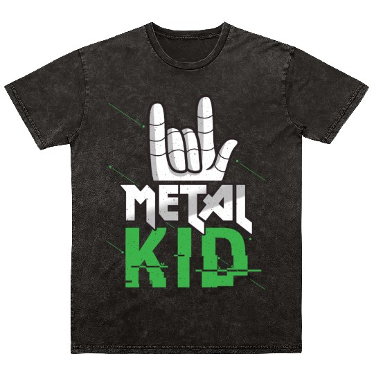 Rock Sign Rock Hand Metal Kid Music Lover Rock Mineral Wash T Shirts