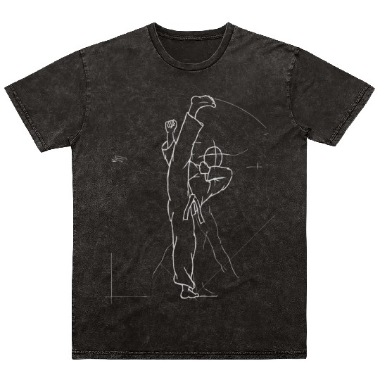Tae Kwon Do Kickboxing Kung Fu Mma High Kick Drawi Mineral Wash T Shirts