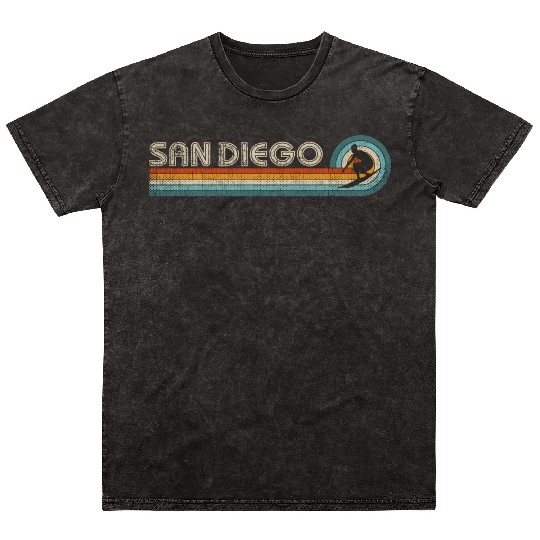 San Diego Surfer Merch Men Surfing San Diego Mineral Wash T Shirts