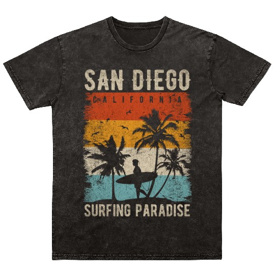San Diego California Surfing Mineral Wash T Shirts San Diego