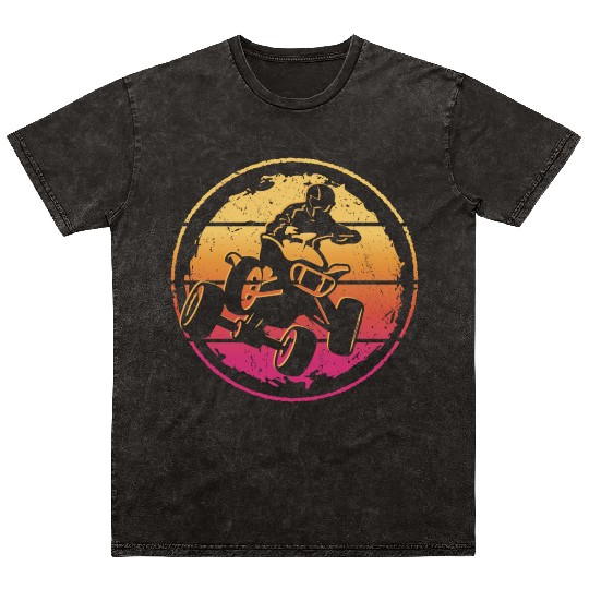 ATV Biker Vintage Motocross 4 wheeler Quad Mineral Wash T Shirts