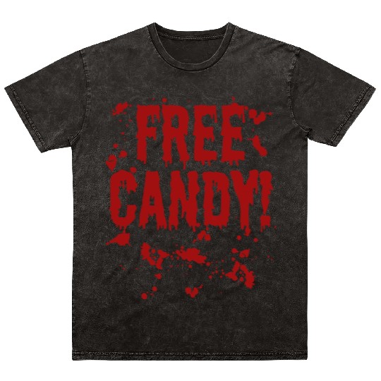 Free Candy Trick or Treat Scary Bloody Halloween Mineral Wash T Shirts