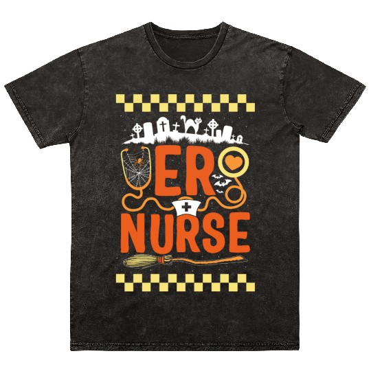 Halloween Mineral Wash T Shirts, ER Nurse Spooky Health Care