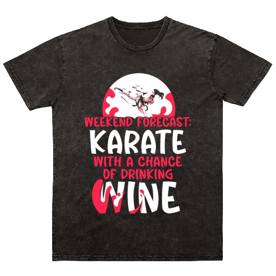 Weekend Forecast Karate Wine Mineral Wash T Shirts
