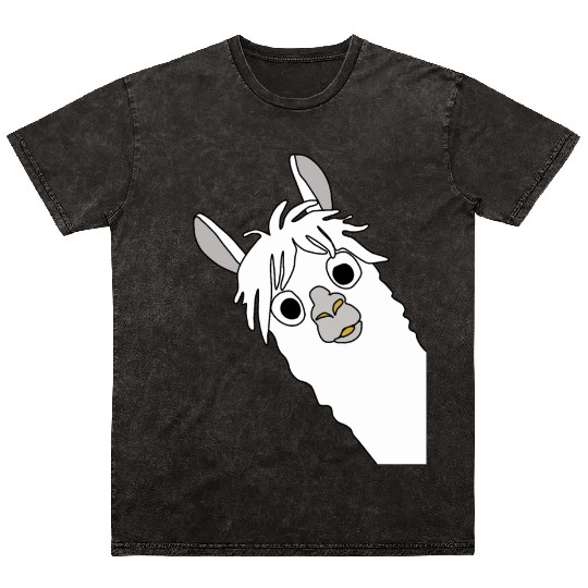 Laughing alpaca comic lama in white with big eyes Mineral Wash T Shirts