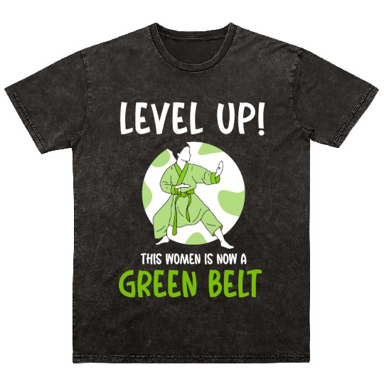 Level Up! This women is now a green belt Mineral Wash T Shirts