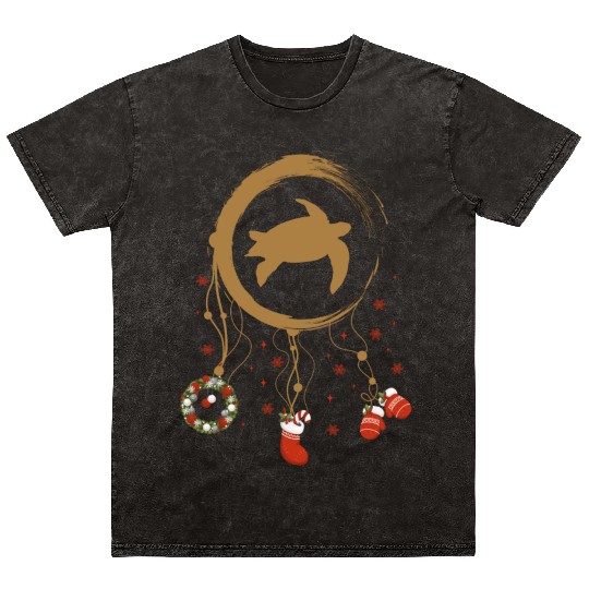 Winter dreamcatcher Christmas Sea turtle Mineral Wash T Shirts
