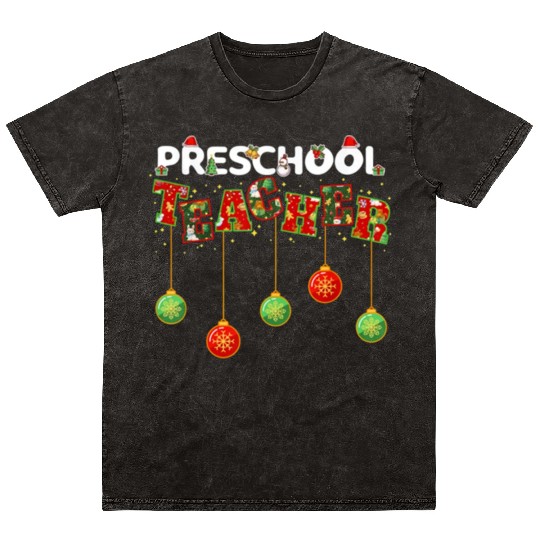 Preschool Teacher Christmas Vibes for Preschool Mineral Wash T Shirts
