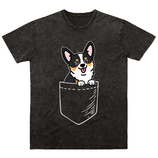 Black Corgi Mineral Wash T Shirts