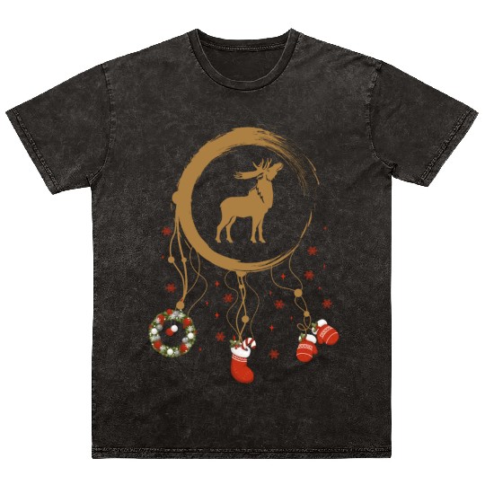 Winter dreamcatcher Christmas Moose Mineral Wash T Shirts