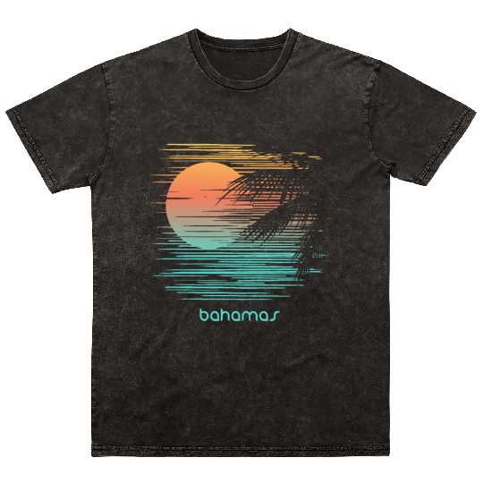 Artistic Bahamas Palm Tree Vacation Souvenir Mineral Wash T Shirts