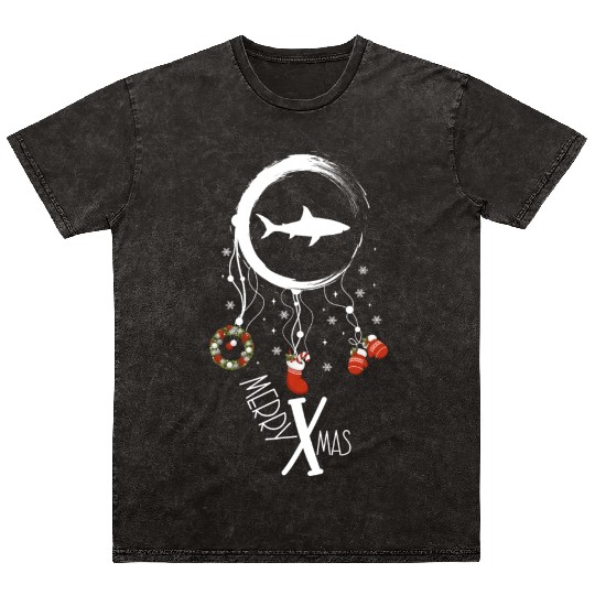 Winter dreamcatcher Christmas Great white shark Mineral Wash T Shirts