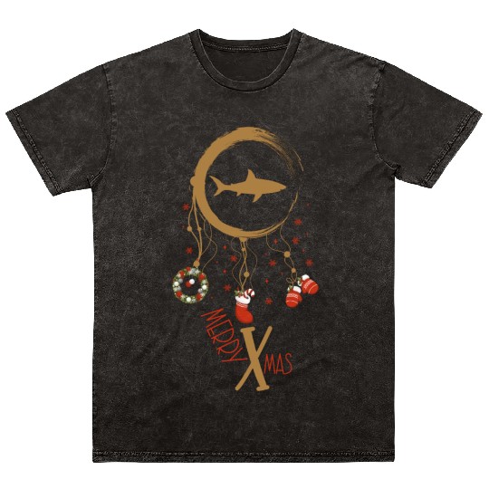 Winter dreamcatcher Christmas Great white shark Mineral Wash T Shirts