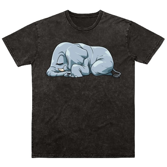Cute Sleeping Elephant for a Elephant Lover Mineral Wash T Shirts