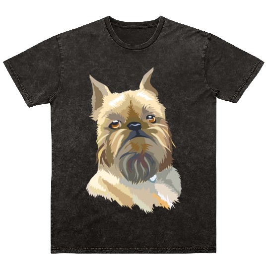 Cute Brussels Griffon Dog Watercolor Painting Mineral Wash T Shirts