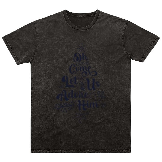 Oh Come Let Us Adore Him Jesus Family Christian Mineral Wash T Shirts