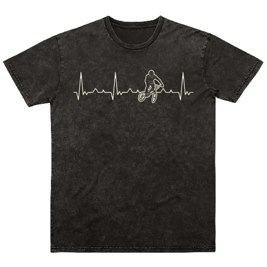 BMX Riding Bike. Heart. Love. EKG. Pulse. Beat. Mineral Wash T Shirts