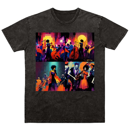 Jazz girls, jazz painting with beautiful girls Mineral Wash T Shirts