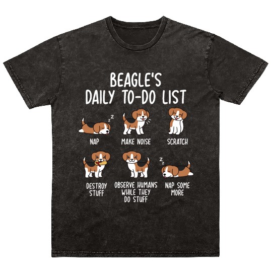 Beagle Daily To Do List Mineral Wash T Shirts