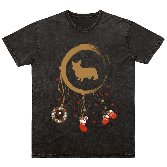dog dreamcatcher Christmas Corgi Mineral Wash T Shirts