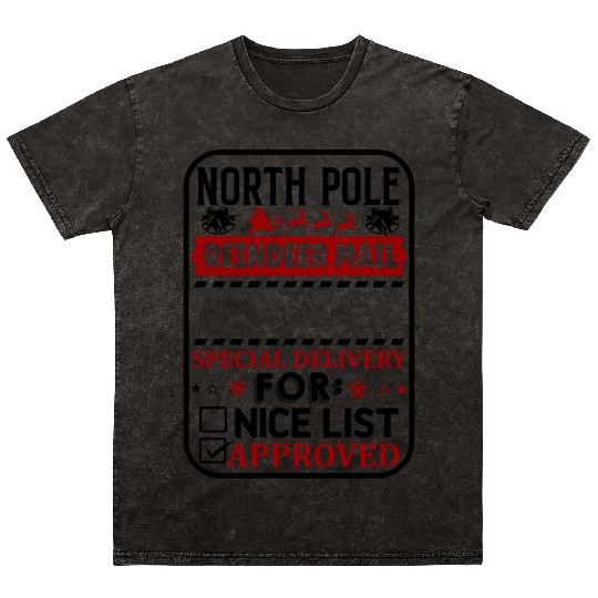 North Pole Reindeer Mail Mineral Wash T Shirts