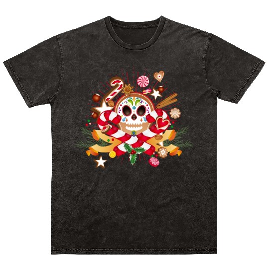 Gingerbread man Sugar Skull decor for Christmas Mineral Wash T Shirts