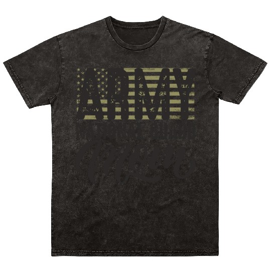 Army National Guard Mom with US flag military styl Mineral Wash T Shirts