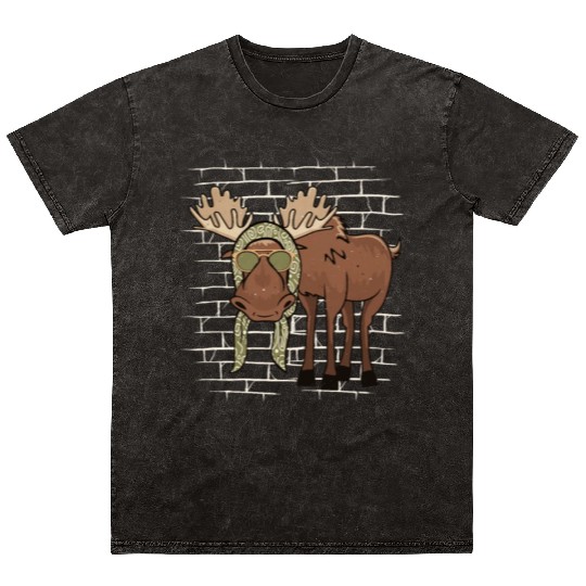 Moose Elk Sunglasses Scarf Mineral Wash T Shirts