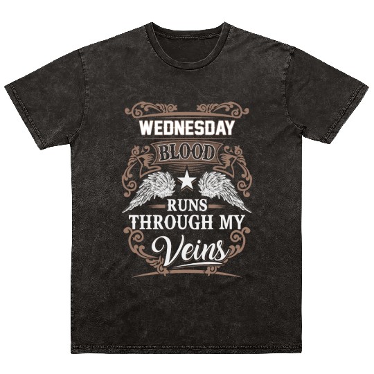 Wednesday Name Mineral Wash T Shirts - Wednesday Blood Runs Thro