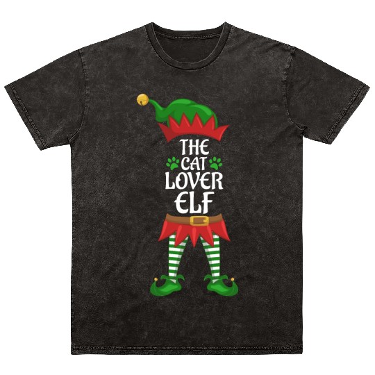 Cat Lover Elf Family Matching Christmas Party Mineral Wash T Shirts
