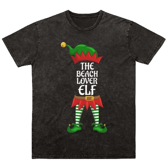 Beach Lover Elf Family Matching Christmas Party Mineral Wash T Shirts
