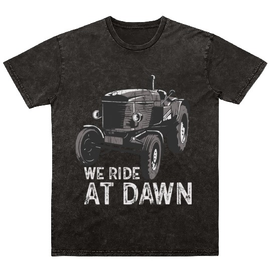 We Ride At Dawn Dad Lawn Mower Make Laugh Day Yard Mineral Wash T Shirts