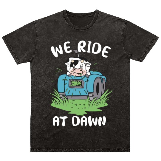 We Ride At Dawn Dad Lawn Mower Make Laugh Day Yard Mineral Wash T Shirts