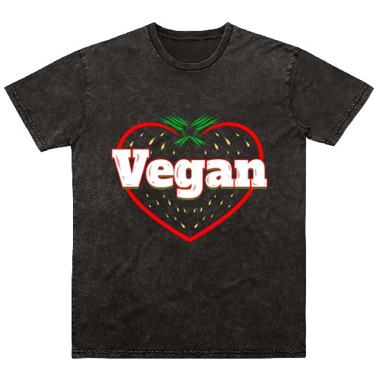 Strawberry Logo For Vegetarians - Go Vegan Mineral Wash T Shirts