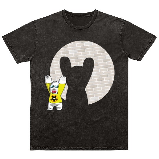 Rock Sign Kawaii Rabbit Metal Music Heavy Rock Mineral Wash T Shirts