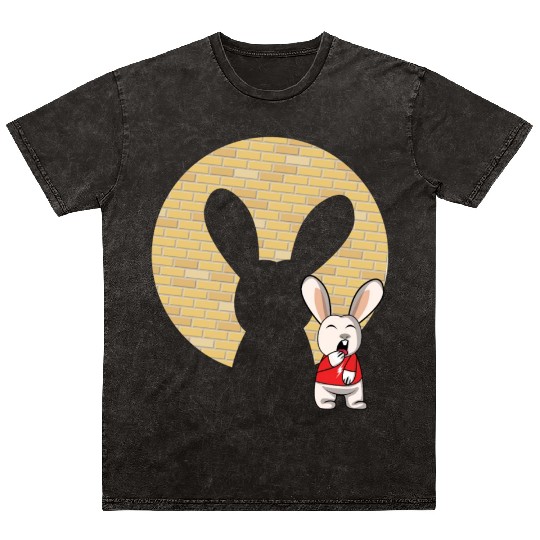 Rock Sign Kawaii Bunny Metal Music Heavy Rock Mineral Wash T Shirts