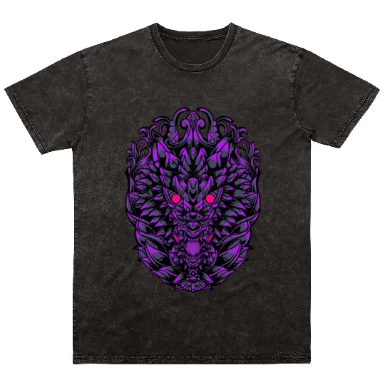 Iron Neon Wolf Mineral Wash T Shirts
