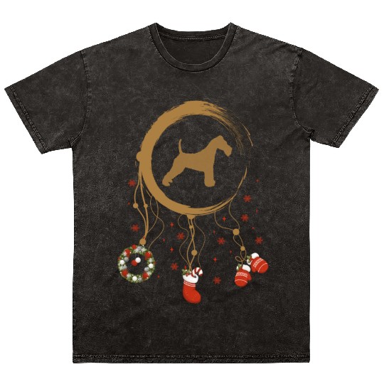 dog dreamcatcher Christmas Wire Fox Terrier Mineral Wash T Shirts