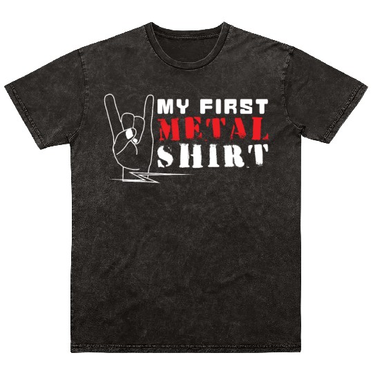 Rocker Sign Rock Hand Metal Kid First Metal Mineral Wash T Shirts