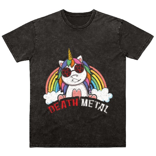 Satan Rainbow Unicorn Love Metal Music Heavy Rock Mineral Wash T Shirts