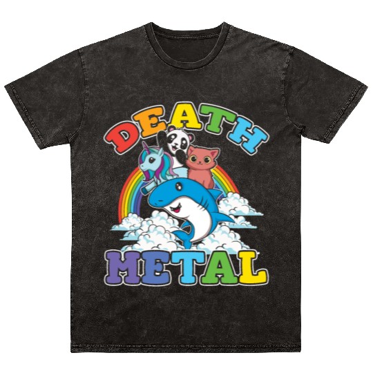 Unicorn Panda Cat Shark Love Metal Music Rock Mineral Wash T Shirts